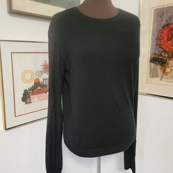 Helmut Lang Super Fine 99% Cashmere Black Long Sleeve Sweater Size L